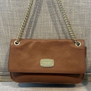 Michael Kors Fulton Acorn Brown  Small  Shoulder Flap Leather Bag